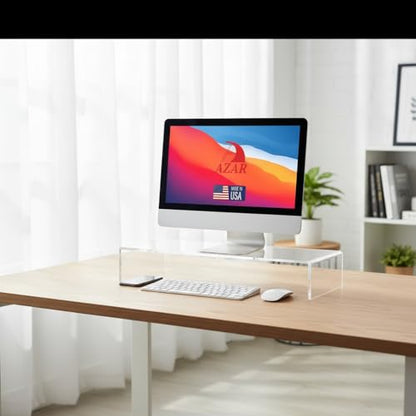Azar 515360 Acrylic Monitor Stand Riser – Made in USA Laptop stand and Monitor Riser Acrylic Monitor Stand Riser Clear Laptop Stand for Desk Ergonomic Display Riser, Clear (21-Inch-Luxury Handcrafted) - size: 21-Inch
