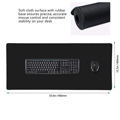 Extra Large Gaming Mouse Pads/Extended Protective Office Desk Mouse Mat Non-Slip Professional Precision Tracking Surface (35.4" x 15.7") for PC Computer Laptop (90x40Black001) - color: 90x40Black001