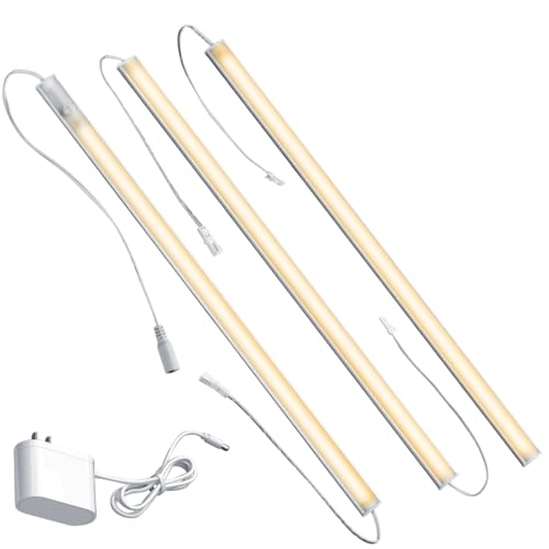 Under Cabinet Lighting Motion Sensor Indoor Plug in, 16" 12V LED Under Counter Lights Super Bright Magnetic for Kitchen/Hallway/Toilet/Garage/Closet(Warm White/3000K, 3 Pack) - color: Warm White/3000K, size: 3 Pcs