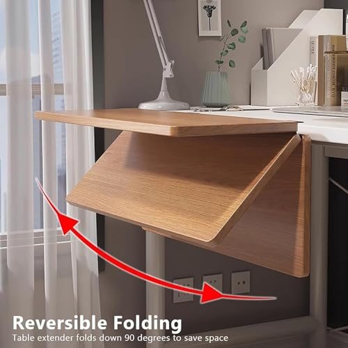 Large Wood Foldable Desk Extender Tray, Clamp-on Keyboard Shelf for Home Office & Dorm, Space-Saving Armrest Support (60x20cm, 24x8inch) Wood B 100x24cm(39x9inch)
