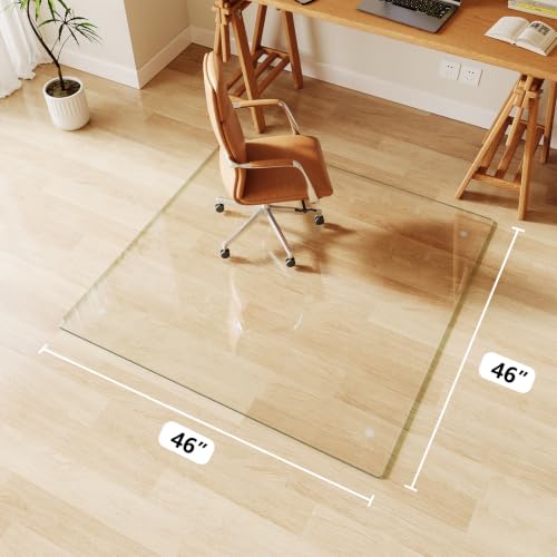 Glass Chair Mat 46" x 46" Tempered Glass Office Chair Mat - color: Transparent, size: 46" x 46"