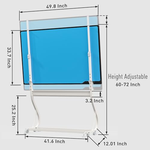 Mobile LCD Writing Board with Stand,50x34 Inch Rolling White Board on Wheels,Portable Message Blackboard Rolling Whiteboard for Office Home Outdoor,Height Adjustable 60-72"