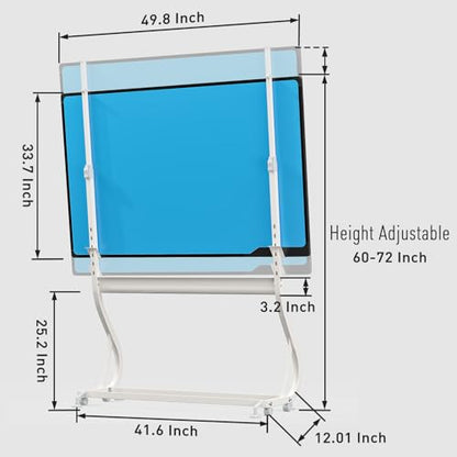 Mobile LCD Writing Board with Stand,50x34 Inch Rolling White Board on Wheels,Portable Message Blackboard Rolling Whiteboard for Office Home Outdoor,Height Adjustable 60-72"