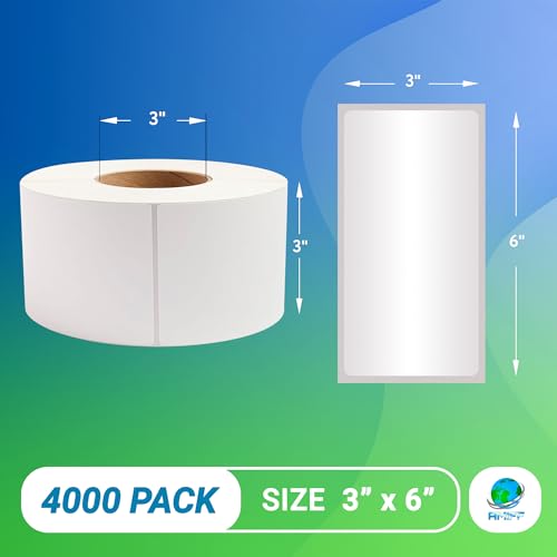 ABC PACK & SUPPLY Thermal Transfer Labels 3 x 6 Inch, White Matte Shipping Labels, 3" Core, Perforated, 1000 Labels per Roll, 4 Rolls, Permanent Adhesive, Industrial Printer Compatible - style: 3" x 6" / 4000 Pack