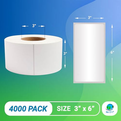 ABC PACK & SUPPLY Thermal Transfer Labels 3 x 6 Inch, White Matte Shipping Labels, 3" Core, Perforated, 1000 Labels per Roll, 4 Rolls, Permanent Adhesive, Industrial Printer Compatible - style: 3" x 6" / 4000 Pack