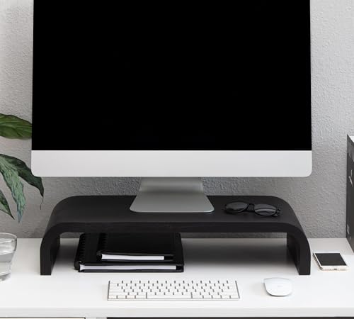 Anji Mountain Monitor Stand for Desk - Desktop Organizer & Laptop Riser, Ergonomic Monitor Riser, Space-Saving, Durable, Easy Assembly & Ideal for Home & Office, Black, Classic - color: Black