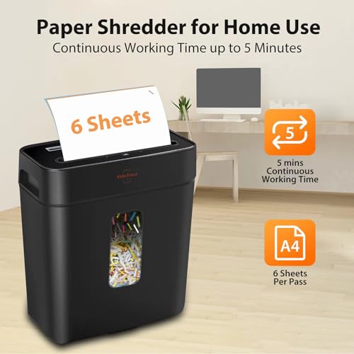 VidaTeco 6-Sheet Cross Cut Paper Shredder for Home Office, 3.04-Gallon Bin - size: 6 sheet