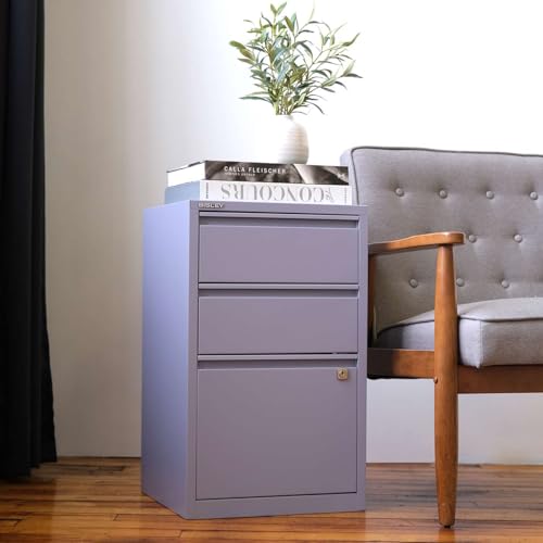 Bisley 3-Drawer Flush Front Vertical File Cabinet - Lilac - color: Lilac, size: 3 Drawer