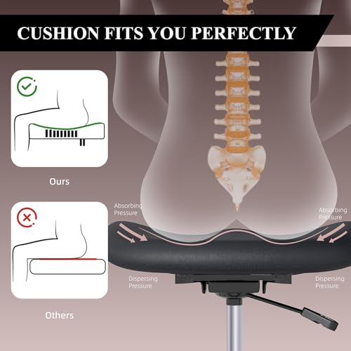 Drafting Chair with Back Support, Tall Desk Rolling Stool (Black, Set of 2) | Armless High Faux Leather Office Chair with Footrest Ring, Height Adjustable, Suitable for Standing Desk, Workbench, Studios - size: 2PK