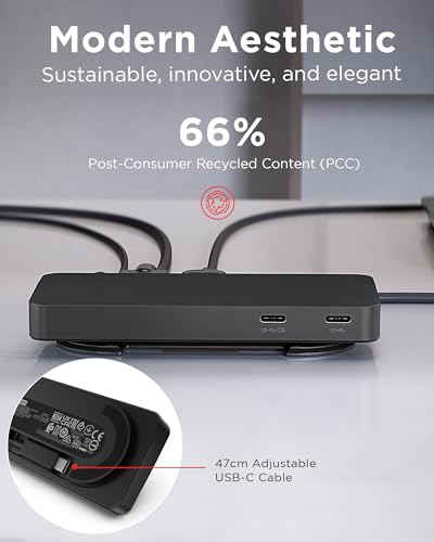 Lenovo USB-C Dual Display Travel Dock - 7 Ports, Integrated Cable, Universal Compatibility, Two displays at 4K - Black - style: USB Dock
