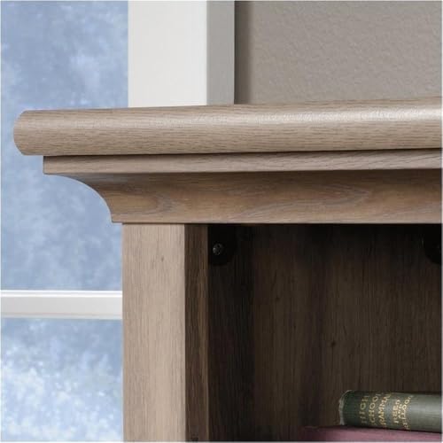 BOWERY HILL Wood Home Office Desk with Hutch, Salt Oak Finish, 3 Drawers, File Storage, Slide-Out Keyboard Shelf, Cubbyhole and Vertical Storage, 57.52" H x 62.13" W x 23.39" D