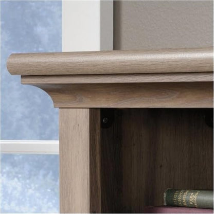BOWERY HILL Wood Home Office Desk with Hutch, Salt Oak Finish, 3 Drawers, File Storage, Slide-Out Keyboard Shelf, Cubbyhole and Vertical Storage, 57.52" H x 62.13" W x 23.39" D