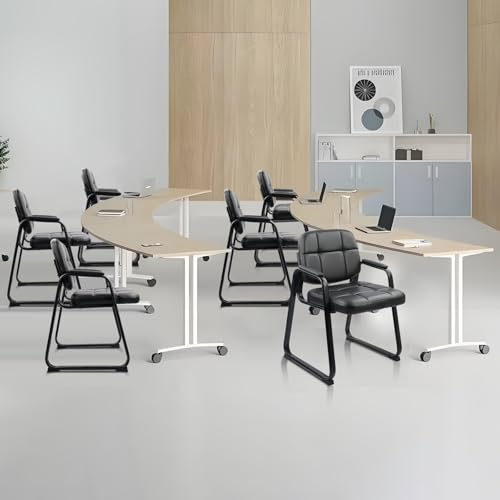 CLATINA Waiting Room Guest Chair, Leather Stationary Office Reception Chairs No Wheel, Comfy Padded Arms and Seld Base, for Conference Room Lobby Home Computer Desk Bedroom Elderly, Black 4 Pack - color: Inky, size: 4 Pack