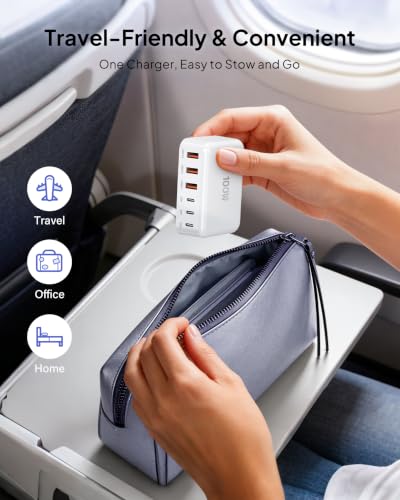 USB Fast Charger Block 50% Smaller 100W Max 6-Port GaN USB Charging Station - color: A-White, size: 100W