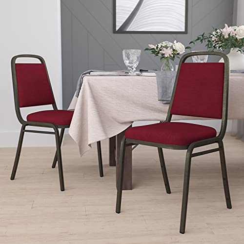 Flash Furniture Hercules Fabric Banquet Chair, Burgundy, 4-Pack - color: Burgundy Fabric/Gold Vein Frame, size: Set of 4