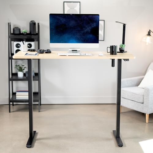 VIVO Light Wood 60 x 24 in Standing Desk, DESK-KIT-B06C - color: Light Wood Top / Black Frame, size: 60 x 24 inch