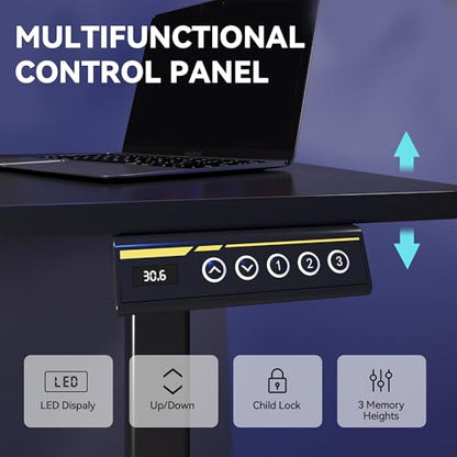 Dual Motor Standing Desk Frame for 40-63 in Tops, 264 lb, Black | Frame Only, Fits 40-63 x 24-28 in Tops, 28.3-46.5 in Height, 2+3 Controls, ≤45 dB, 264 lb Capacity - color: Black