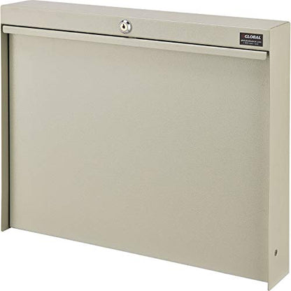 Global Industrial Wall Mounted Fold Down Shop Desk with keyed Lock, 50 Lbs