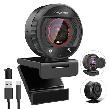 4K Webcam with Mics 1080P 60fps Streaming Web Cam for PC Laptop - color: Black
