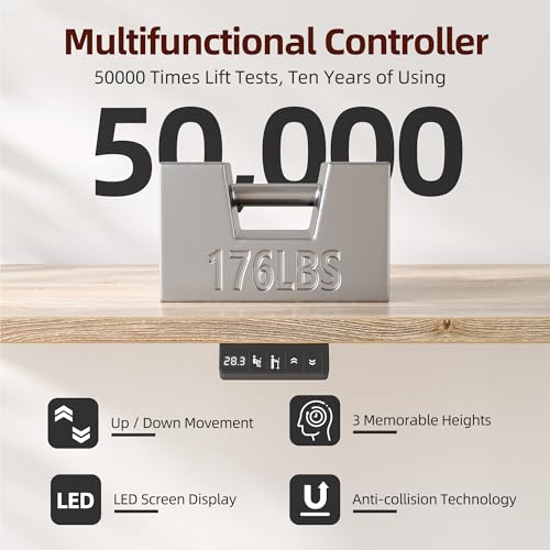 TIQLAB Standing Desk with Two Drawers, Stand Up Standing Desk Adjustable Height, Electric Sit Stand Table with Storage Shelf and Splice Board, with LED Light, 47 * 28 inch, Maple - color: Maple, size: 47*28 inch with keyboard tray