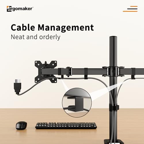 Dual Monitor Mount, Height Adjustable Swivel for 13-27" Screens | Monitor Stand with Steel Frame Supports Up To 22 Lbs; Includes C-Clamp Mount and Adjustable Tilt/Rotation For Optimal Viewing - size: Dual Up to 27"