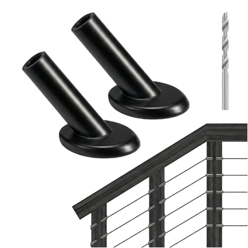 50 Pack 45 Degree Angle Protective Sleeves, Black Cable Railing Stair Protector Sleeve Beveled for 1/8" Wire Rope, T316 Marine Grade Cable Railing Kit with Two Drill Bit for Wood Posts HF039B - size: 45 Degree
