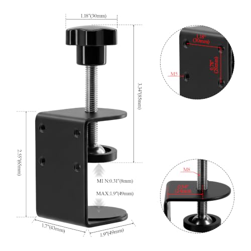 Small C Clamps 2 Inch with 4 Small Holes in the Back, 1-Pack Adjustable Desk C-Clamp for Range 0.39"~2", Versatile Clamp for Brake, Parts Assembly, Fastening, Welding, Woodwork, Metal Work - size: 2 in, style: 1-Pack