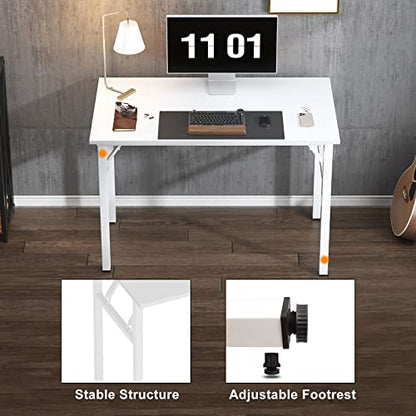 Need Small Folding Computer Desk, 39.4 Inch Writing Table, White - color: White, size: 39.4 inches