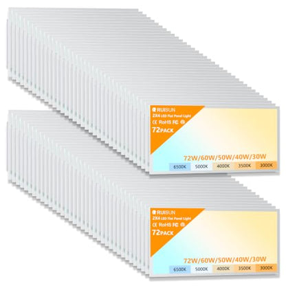 72 Pack 2x4 LED Flat Panel Lights with 5CCT Selectable, 9576LM, ETL | 72W/60W/50W/40W/30W,6500K/5000K/4000K/3500K/3000K,0-10V Dimmable, LED Drop Ceiling Fixtures for Office Meeting Classroom - size: 2x4FT 72PACK