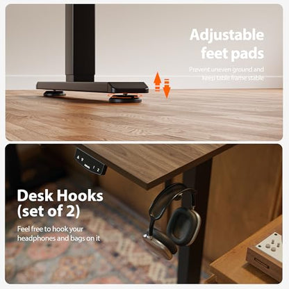 Agilestic 48*24 Inch Electric Standing Desk with Under Drawers, Dark Walnut - color: Basic Dark Walnut, size: 48x24 Inch