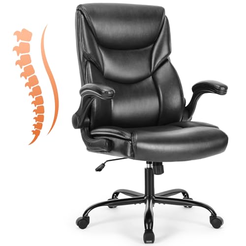 Sweetcrispy Computer Desk Chair, Lumbar Support Video Game Chair PU Leather - color: Inky, style: 1 Pack