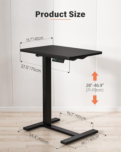 FiCiHi 28"x 16" Electric Standing Desk, Mobile Sit Stand Up Desk, Black - color: Black, size: 28" x 16"
