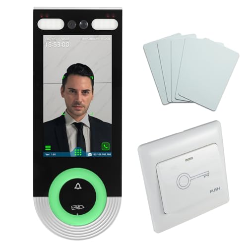 VARCOH Time Clock, 5.5-inch Facial Recognition Time Attendance Terminal with Palm & QR Code Functions, LCD Touch Screen Face Recognition Access Control with WiFi