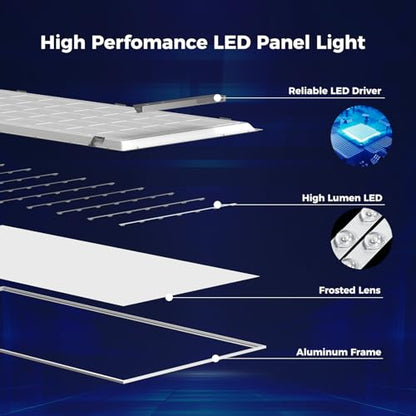 AIKVSXER 10 Pack 2x4 LED Flat Panel Light - 5CCT 3000K-6500K Selectable Color Temperature 0-10V Dimmable 2x4 LED Drop Ceiling Light Fixture Commercial - size: 2x4-10p