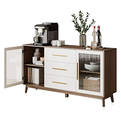 BELLEZE 60" Troy Sideboard Buffet Cabinet - White - color: 60''white, size: 1