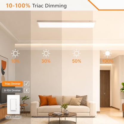 4 Pack 1x4 LED Flat Panel Light, 50W 6250LM Surface Mount Ceiling Fixture, 5CCT (3000K/3500K/4000K/5000K/6500K), 10-100% Triac Dimmable 120V for Kitchen, Garage, Office, Basement - size: 4 PACK