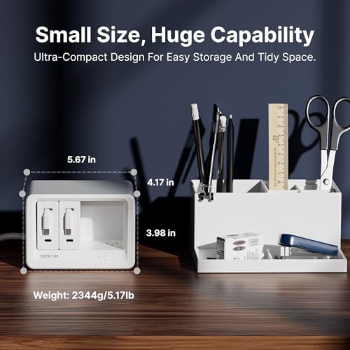 Gitryin 10-in-1 Desktop Charging Station, 6 AC, 80W Retractable GaN Charger - size: With 2 Type-C Chargers