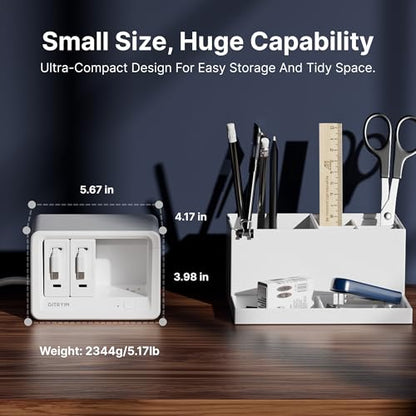 Gitryin 10-in-1 Desktop Charging Station, 6 AC, 80W Retractable GaN Charger - size: With 2 Type-C Chargers
