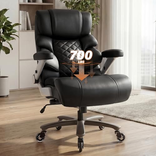 VUZI 700lbs Big and Tall Office Chair, Large Executive Leather Desk Chair - color: Black