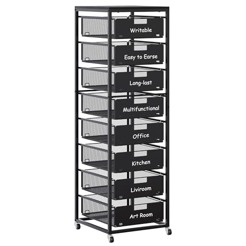 EasyPAG Rolling Storage Cart With 8 Drawers, Metal Craft Organizers And Storage Cart With Wood Tabletop, 30 Lbs Capacity Per Drawer For Home Office Classroom And Dorm, Black - size: 8 Drawers
