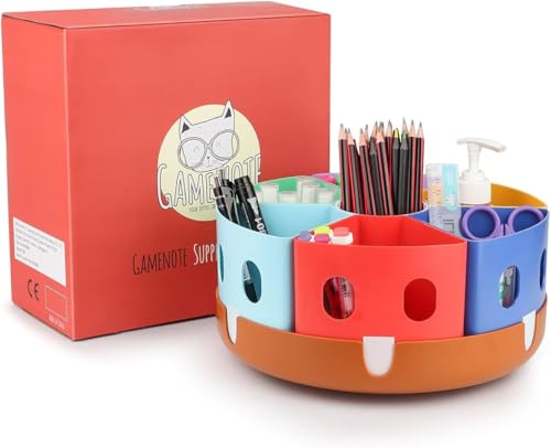 GAMENOTE Rotating Art Supplies Organizer - Lazy Susan Office School Supply for Kids Desk Organization and Storage Homeschool Craft Caddy Classroom Organization (Large) (Pack of 3) - size: Large, 11"d x 5"h (Pack of 3)