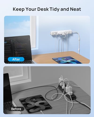TROND Wall Mount Surge Protector Power Strip with 360 Rotating Plug, 3ft - color: White, size: 3FT Rotating Plug
