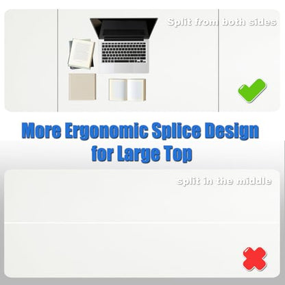Standing Desk with Splice Board Adjustable Height- 63 inch Mobile Stand up Desk with Wheels, Portable Sit Stand Desks Electric with Lockable Casters - color: White, size: 63