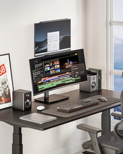 Vertical Dual Monitor Stand for 17–34 Inch Screens, Tabletop | Stacked Monitor Mount, Holds up to 33 lbs per Arm, Screens Riser with Full Motion, 33.3" Pole 12 Height Settings, 75/100 VESA