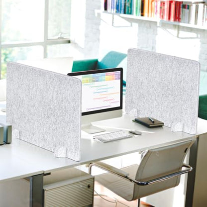 2 Pack Acoustic Desk Dividers, 24" x 20" (Silver Gray) | Freestanding Privacy Panels Set with Noise - Reducing Design Cubicle Sound Proof, Ideal for Office, Classroom, and Home - color: Light Gray, size: 2 Pack