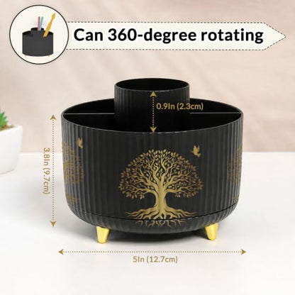 SKYDUE 360 Degree Rotating Pen Holder for Desk with 5 Slots,Tree of Life - color: Tree of Life_1Pack