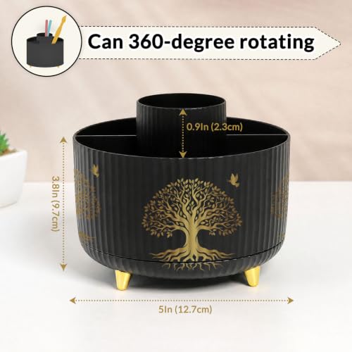 SKYDUE 360 Degree Rotating Pen Holder for Desk with 5 Slots,Tree of Life - color: Tree of Life_1Pack