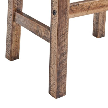 Alaterre Durango Solid Wood Rustic Bar Stool, Natural, 26-Inch | Counter Height Backless Barstool Kitchen Seating with Saddle Seat, Barstools for Kitchen and Home Bar - size: 26" Counter Height