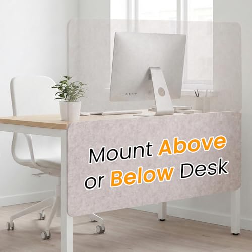 Felt Desk Divider, Clamp-On Privacy Panel, 24 x 48 Inch, Oatmeal - color: Oatmeal, size: 24×48 in