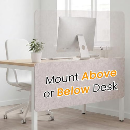 Felt Desk Divider, Clamp-On Privacy Panel, 24 x 48 Inch, Oatmeal - color: Oatmeal, size: 24×48 in